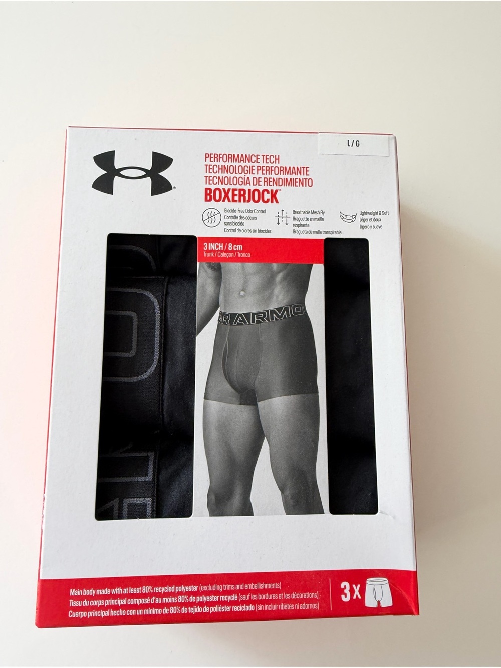 Under Armour Black Boxerjock Performance Briefs (3-Pack) Size Large